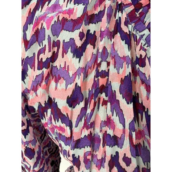 11 Uptown Dress Purple Multi-Color Abstract Print Long Sleeve, S, 64% Cupro 36% - Picture 6 of 12